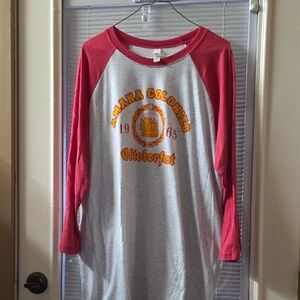 Next Level Apparel Red and Gray Long Sleeve Tee